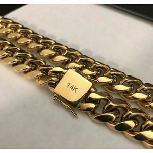 New 14K Gold Plated Stainless Steel Stamped Miami Cuban Chain - ALL SIZES Avail